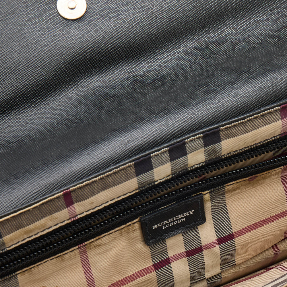 BURBERRY Black Leather Flap Shoulder Bag - Picture 7 of 8